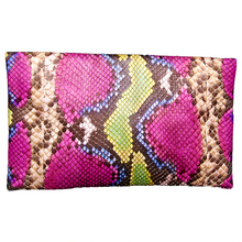 Load image into Gallery viewer, Back Fuchsia Multicolor Pink Leather Clutch Bag
