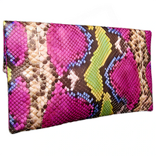 Cargar imagen en el visor de la galería, Back Fuchsia Multicolor Pink Leather Clutch Bag
