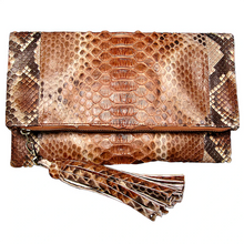 Load image into Gallery viewer, Glazed Brown Leather Tassel Clutch Bag
