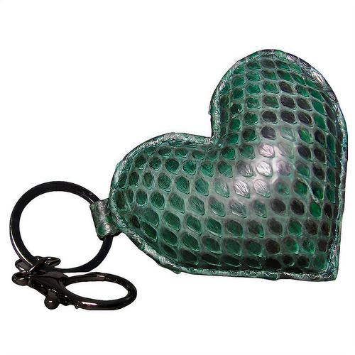 Green Leather Heart Key Holder and Charm