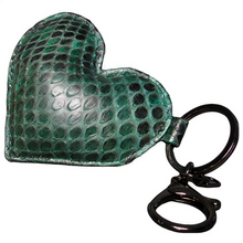 Cargar imagen en el visor de la galería, Green Leather Heart Key Holder and Charm
