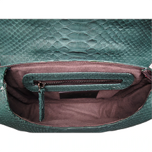 Cargar imagen en el visor de la galería, Interior Green Python Leather Small Shoulder bag
