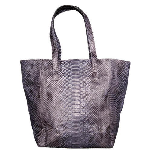 Grey Shopper Zipper Tote Bag