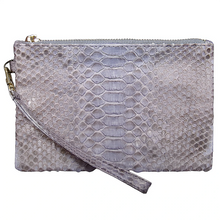Load image into Gallery viewer, Grey Leather Wristlet Clutch Bag
