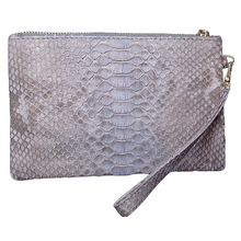 Load image into Gallery viewer, Grey Leather Wristlet Clutch Bag
