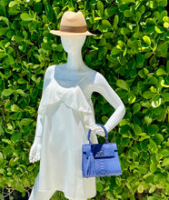 Cargar imagen en el visor de la galería, Blue Python Leather Small Satchel Top handle Bag
