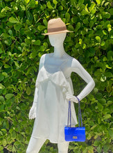 Cargar imagen en el visor de la galería, Blue Cobalt Python Leather Shoulder Flap Bag - SMALL
