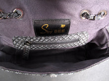 Cargar imagen en el visor de la galería, Interior Grey Stonewash Python Leather Shoulder  Bag - Flap Bag LARGE
