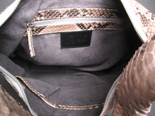Cargar imagen en el visor de la galería, Interior Tan Beige Snakeskin Leather XL Shoulder Ba
