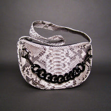 Load image into Gallery viewer, Natural White Snakeskin Python Leather Croissant Shoulder Bag
