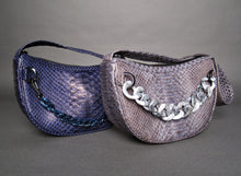 Load image into Gallery viewer, Grey Snakeskin Python Leather Croissant Shoulder Bag
