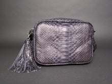 Load image into Gallery viewer, Grey Snakeskin Python Leather Crossbody Camera Bag
