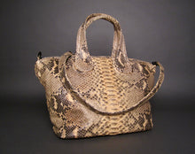 Load image into Gallery viewer, Beige and Black Python Leather Nightingale Tote Shoulder bag
