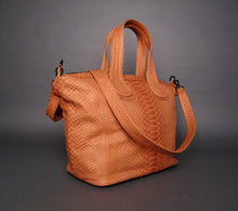 Cargar imagen en el visor de la galería, Camel Python Leather Nightingale Tote Shoulder bag
