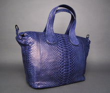 Load image into Gallery viewer, Blue Python Leather Nightingale Tote Shoulder bag
