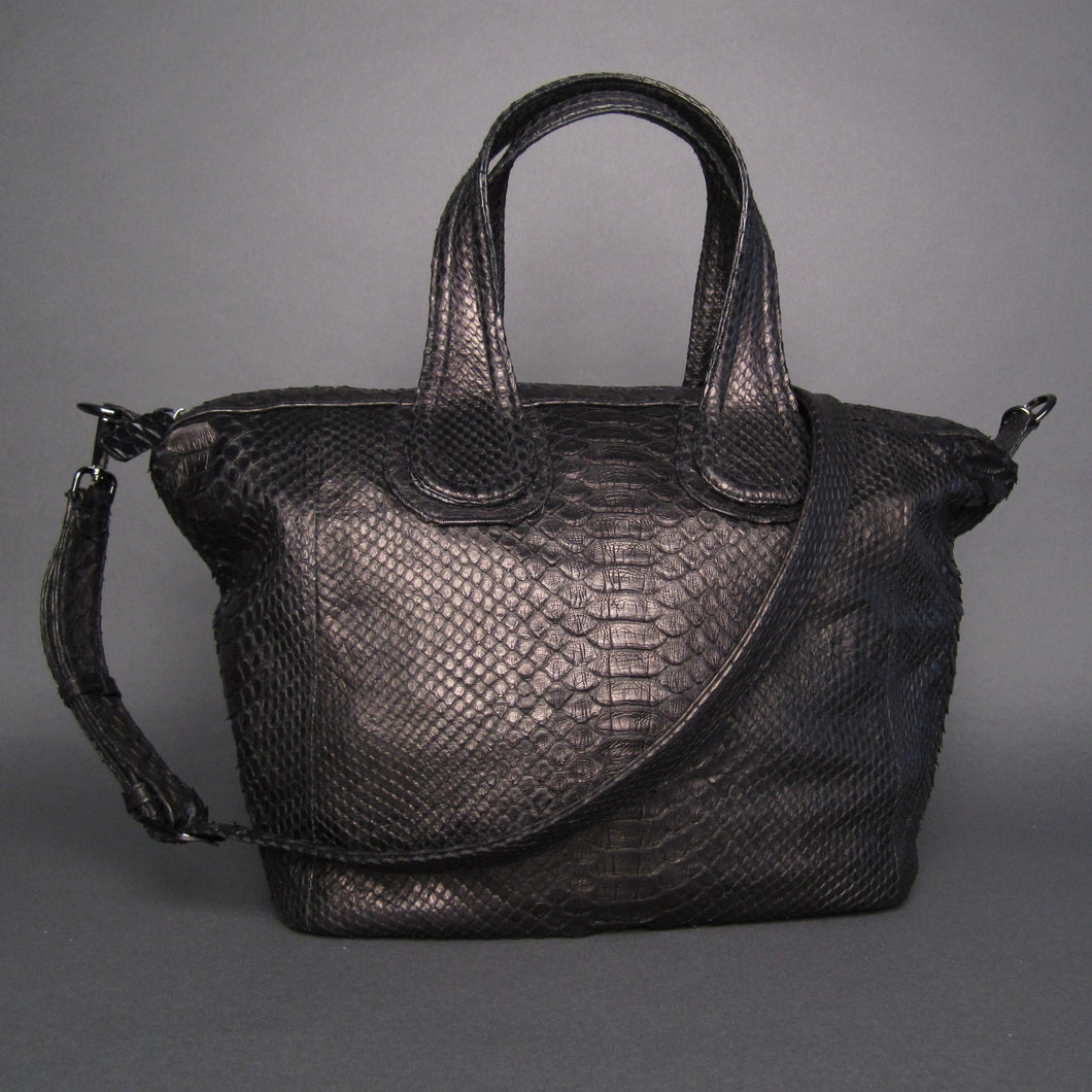 Black Python Leather Nightingale Tote Shoulder bag
