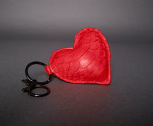 Load image into Gallery viewer, Red Leather Heart Key Holder and Charm - Large
