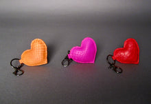 Load image into Gallery viewer, Orange Leather Heart Key Holder and Charm - Large
