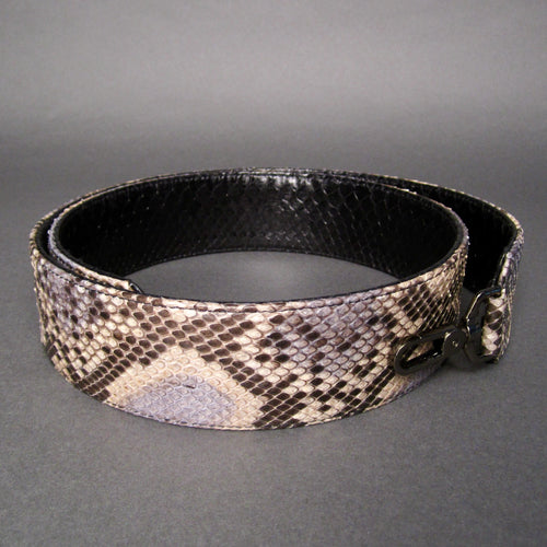 Black and Multicolor reversible python leather large strap