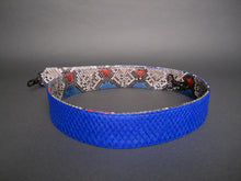 Cargar imagen en el visor de la galería, Cobalt blue and multicolor reversible python leather large strap
