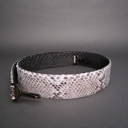 Grey and Natural Black reversible python leather large strap