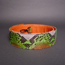 Load image into Gallery viewer, Orange and multicolor reversible python leather large strap
