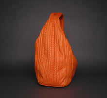 Load image into Gallery viewer, Orange Shoulder Hobo Bag in Genuine Python Leather
