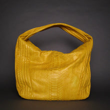 Load image into Gallery viewer, Hobo Yellow Shoulder Bag in Genuine Python Leather
