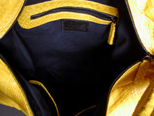 Cargar imagen en el visor de la galería, Hobo Yellow Shoulder Bag in Genuine Python Leather

