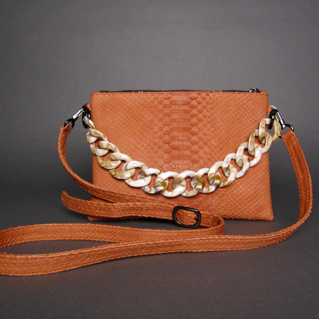 Camel Leather Crossbody or Clutch Bag
