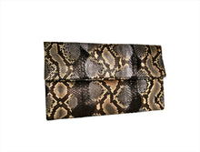 Load image into Gallery viewer, side Black Multicolor Python Leather Clutch Bag
