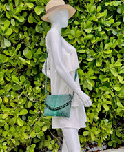 Load image into Gallery viewer, Green Snakeskin Python Leather Crossbody or Clutch Bag
