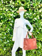 Load image into Gallery viewer, Tassel Ochre Orange Python Leather Tote Bag
