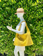 Load image into Gallery viewer, XL Stonewashed Leather Yellow Designer Bag
