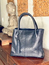 Load image into Gallery viewer, Tassel Black Leather Tote Bag
