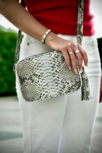 Load image into Gallery viewer, Natural White Snakeskin Python Leather Crossbody Camera Bag
