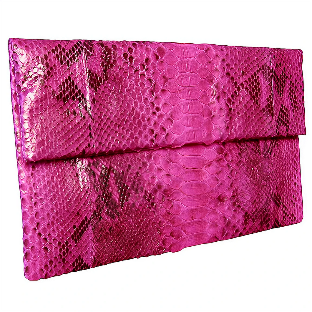 Bright Pink Leather Clutch Bag