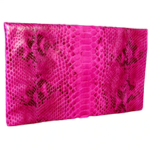 Cargar imagen en el visor de la galería, Back Bright Pink Leather Clutch Bag
