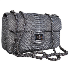 Load image into Gallery viewer, Grey Stonewashed Leather Shoulder Flap Bag
