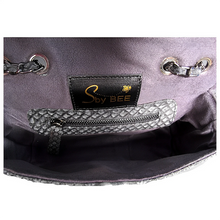 Cargar imagen en el visor de la galería, Interior Grey Leather Shoulder Bag
