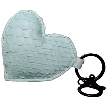 Cargar imagen en el visor de la galería, Teal Leather Heart Key Holder and  Charm
