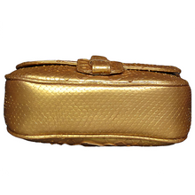 Load image into Gallery viewer, Bottom Metallic Gold Snakeskin Leather Small Shoulder bag
