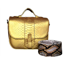 Load image into Gallery viewer, Metallic Gold Box Shoulder Strap bag
