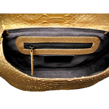 Load image into Gallery viewer, Interior Metallic Gold Snakeskin Leather Small Shoulder bag
