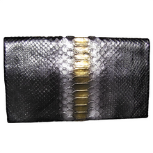 Load image into Gallery viewer, Back Metallic Black Leather Clutch Bag
