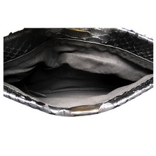Load image into Gallery viewer, Interior Metallic Black Leather Clutch Bag
