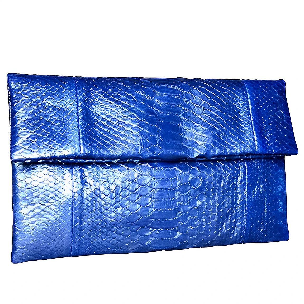Metallic blue clutch bag sale