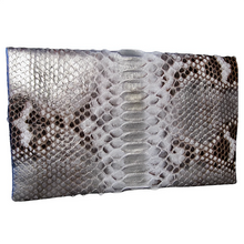 Load image into Gallery viewer, Back Silver Metallic Leather Clutch Bag
