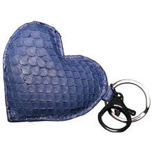 Load image into Gallery viewer, Blue Leather Heart Key Holder and Charm
