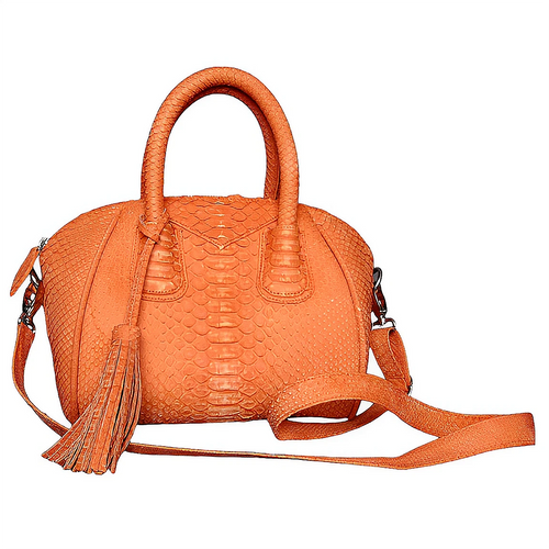 Orange Leather Satchel Bag